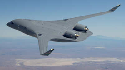 Randare a aparatului blended wing body dezvoltat de JetZero pentru US Air Force