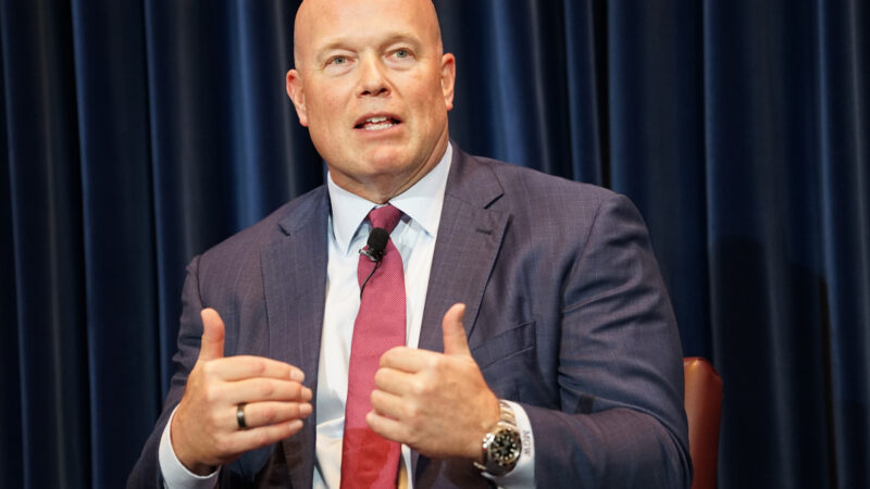 Matt Whitaker, ambasadorul SUA la NATO, în timpul unei intervenții publice