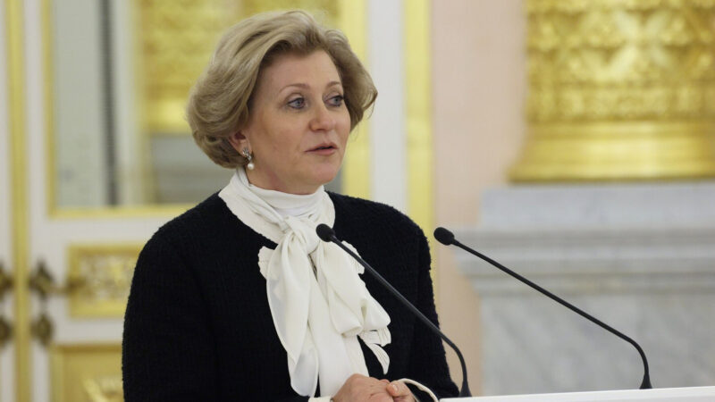 Anna Popova, șefa Rospotrebnadzor, vorbind la Kremlin