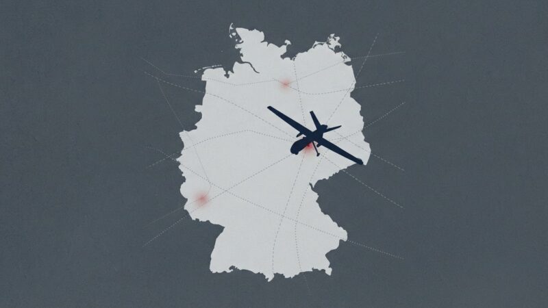 Ilustrație: harta Germaniei și o dronă